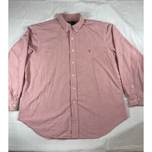 Ralph Lauren Shirt Mens 17.5-34 Pink Oxford Button Down Long Sleeve Cotton